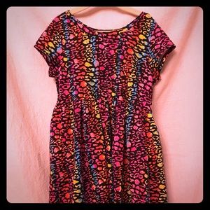 Fabkids rainbow leopard print, a-line dress sz L